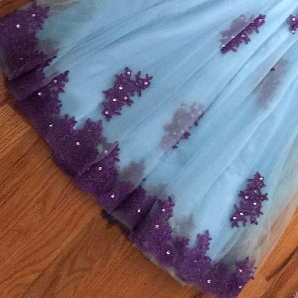 Fancy Blue Dress with Purple accents - Picture 2 of 3